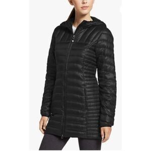 XS Eddie Bauer Women’s Astoria Down Parka Black Hooded Puffer Coat Winter Jacket